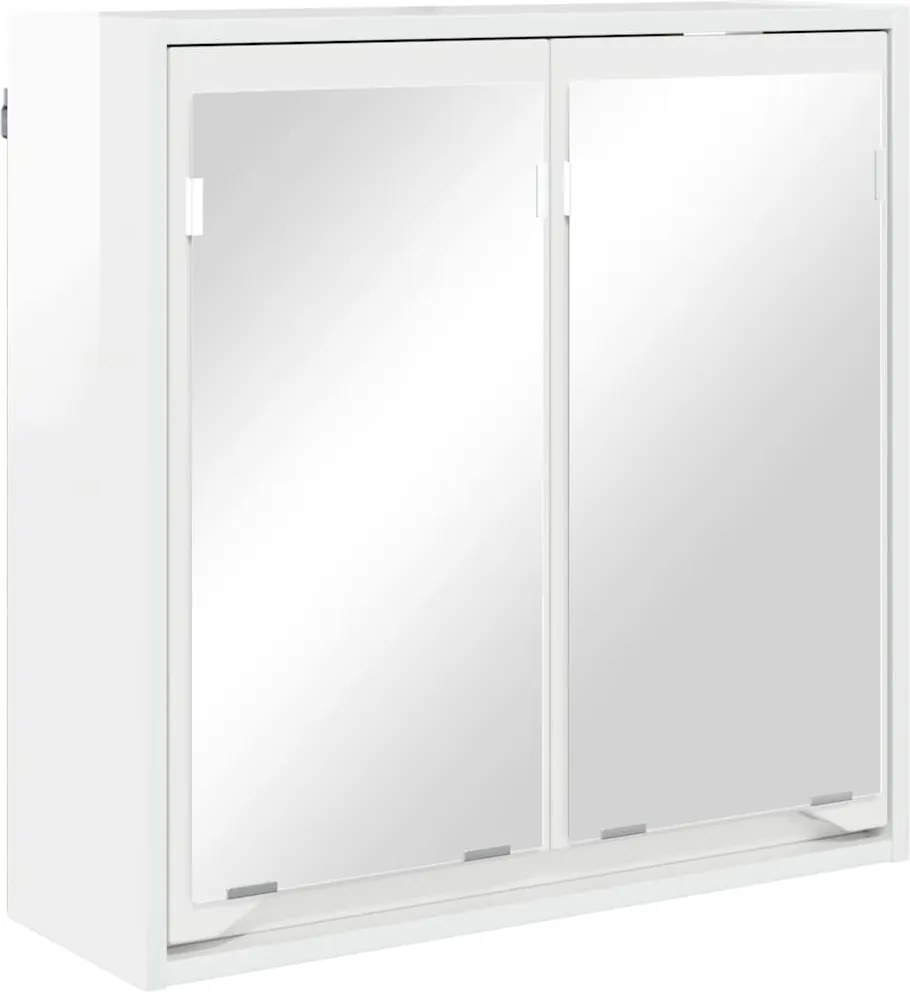vidaXL Fürdőszobai tükörszekrény Magas Fényű Fehér 60 x 20 x 60 cm