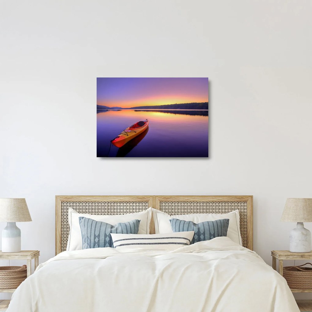 Üveg kép - Kajak a tavon (70x50 cm)