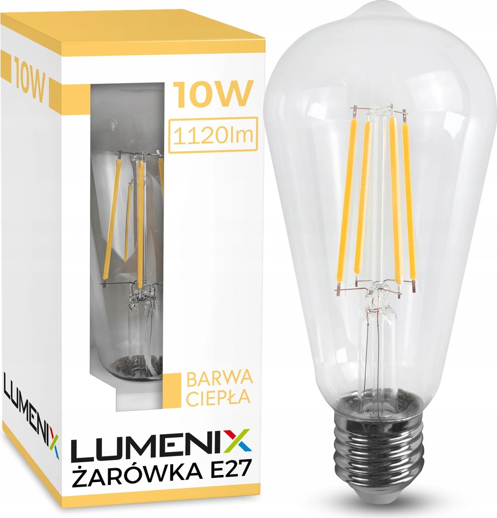 Izzó E27 Led Filament Edison Dekoratív Könnycsepp 10W 1120lm Meleg
