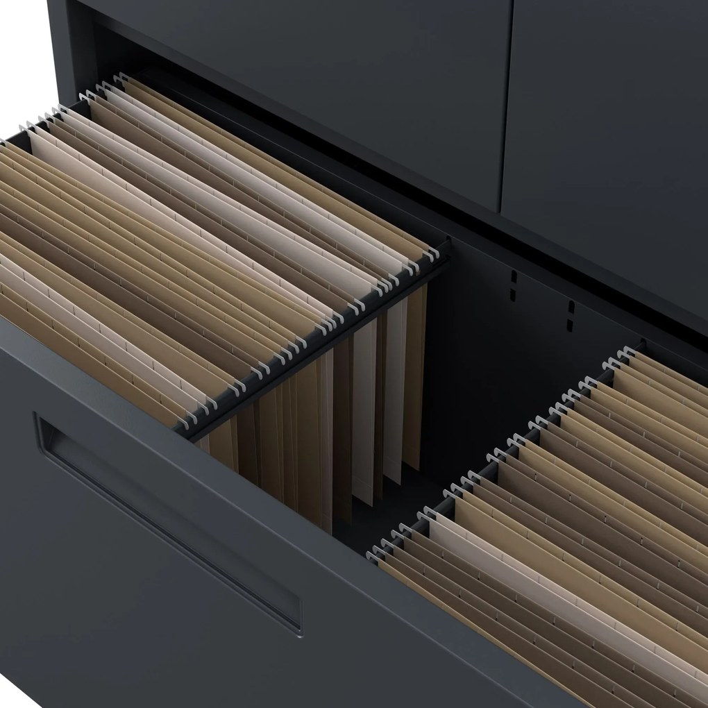 Moduláris többfunkciós fém szekrény magas fiókkal antracit MEGAN 1950 x 900 x 400 mm