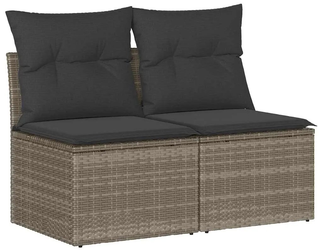 vidaXL 2 részes szürke polyrattan akácfa kerti ülőgarnitúra párnákkal