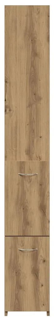 kézműves tölgy színű szerelt fa fürdőszobaszekrény 25x25x170 cm