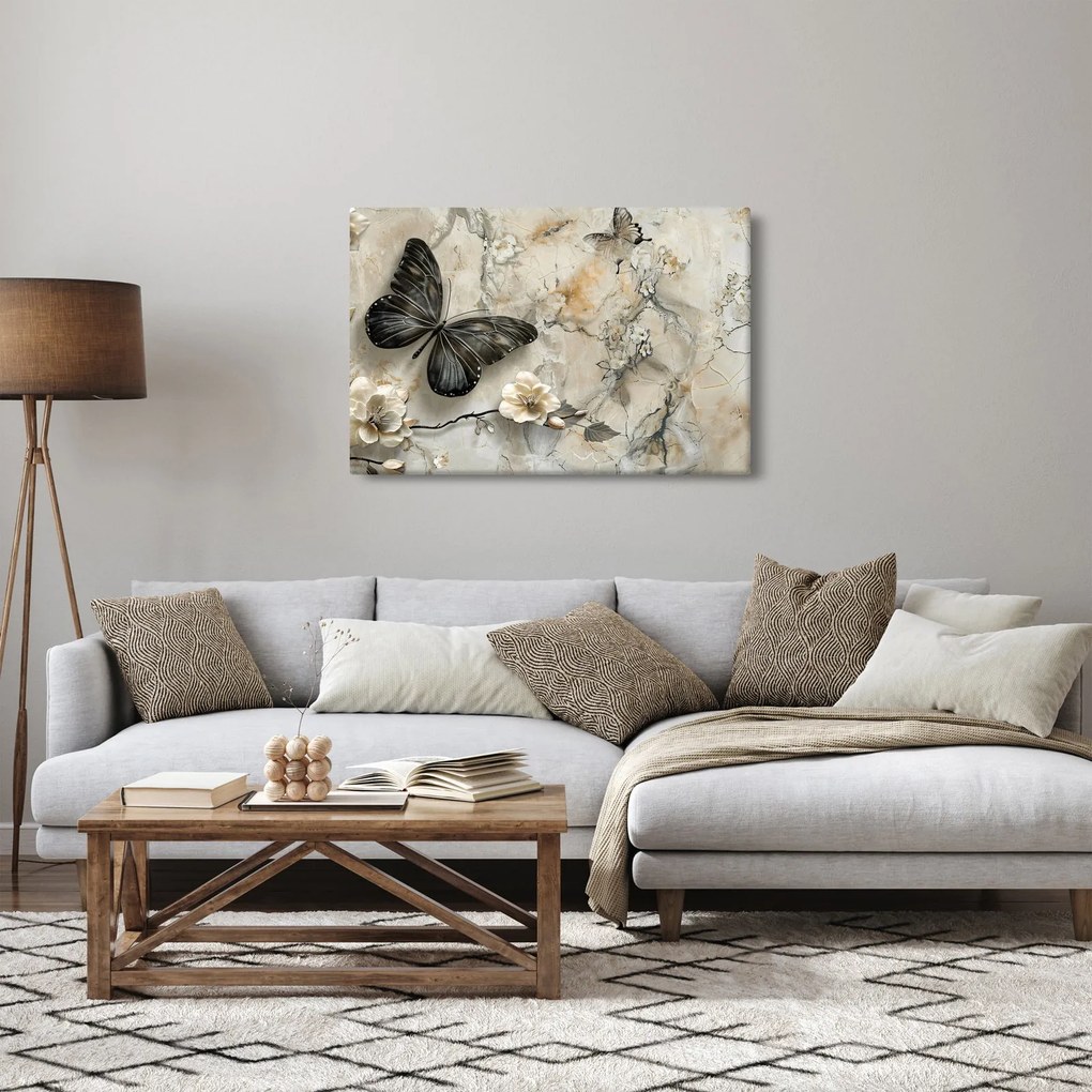 Kép - Márvány háttér pillangókkal (90x60 cm)