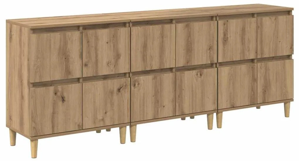 Oldalszekrények 3 pcs Artisan tölgy 60 x 35 x 70 cm Faanyag