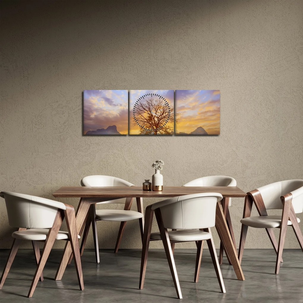 Kép - Táj napraforgóval (órával) (90x30 cm)