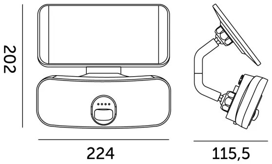 LED napelemes reflektor érzékelővel LED/13W/3,7V IP65 4000K