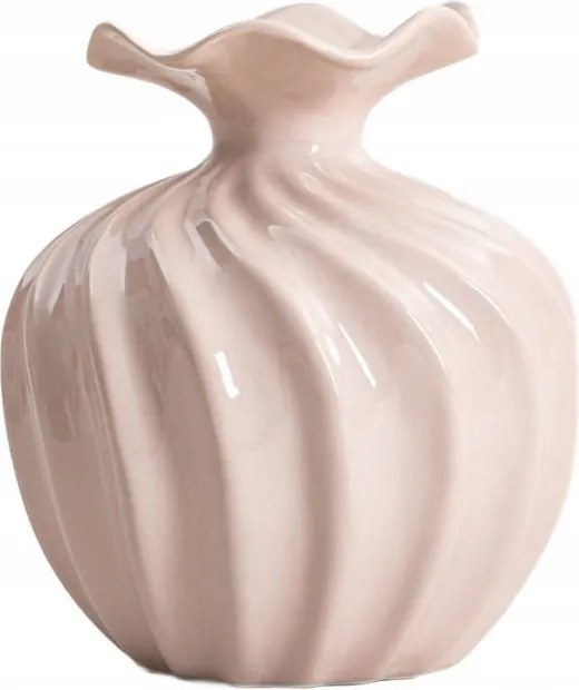 Aurelia váza hullámos felsővel bézs 16,5x16,5x19 cm Homla