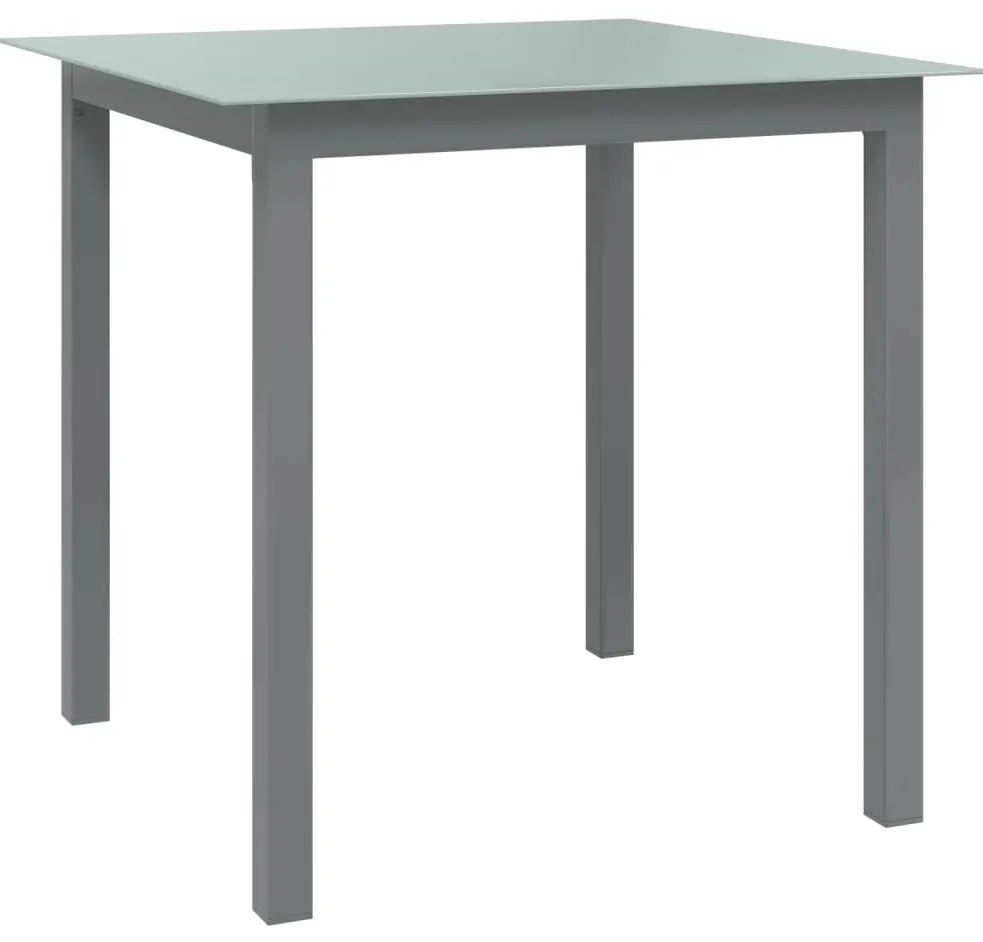 vidaXL világosszürke alumínium és üveg kerti asztal 80 x 80 x 74 cm