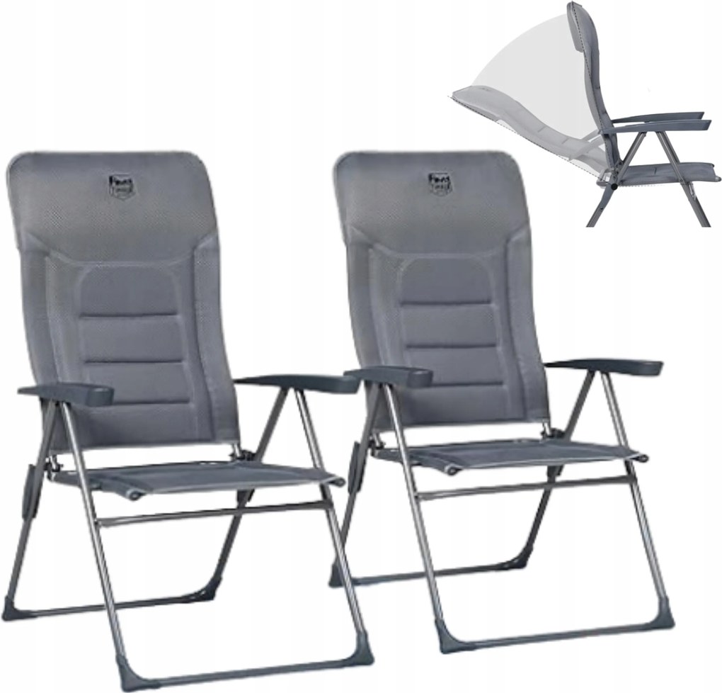 Összecsukható kempingszékek magas háttámlával Párnázott 2 db-os szett