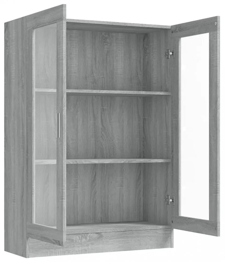 szürke sonoma színű szerelt fa vitrinszekrény 82,5x30,5x115 cm