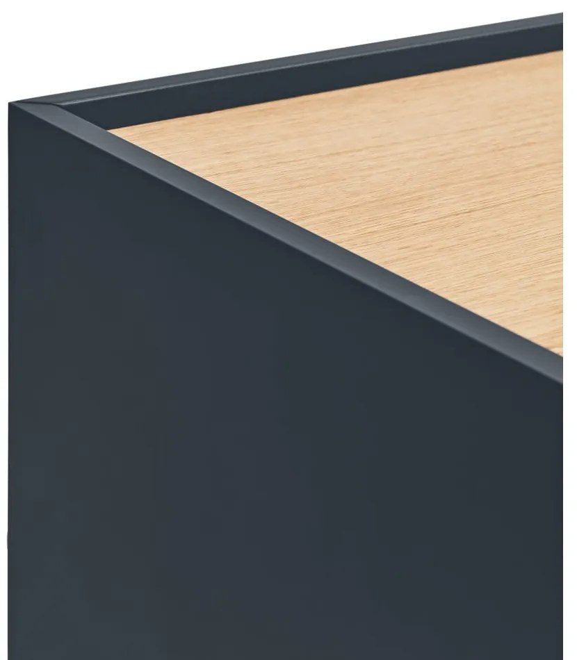 Antracitszürke-natúr színű alacsony komód tölgyfa dekorral 180x78 cm Otto – Teulat
