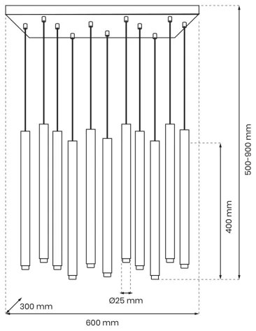 Csillár zsinóron MONZA 11xG9/8W/230V fekete