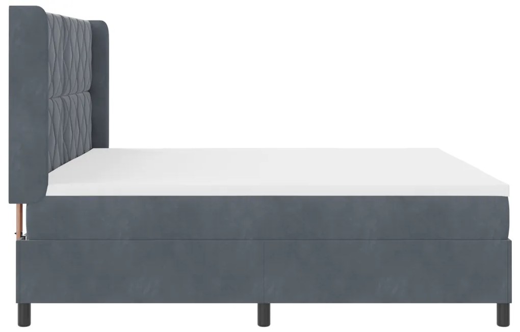 vidaXL Boxrugós ágy fejtámlával Sötétszürke 200 x 200 cm Bársony