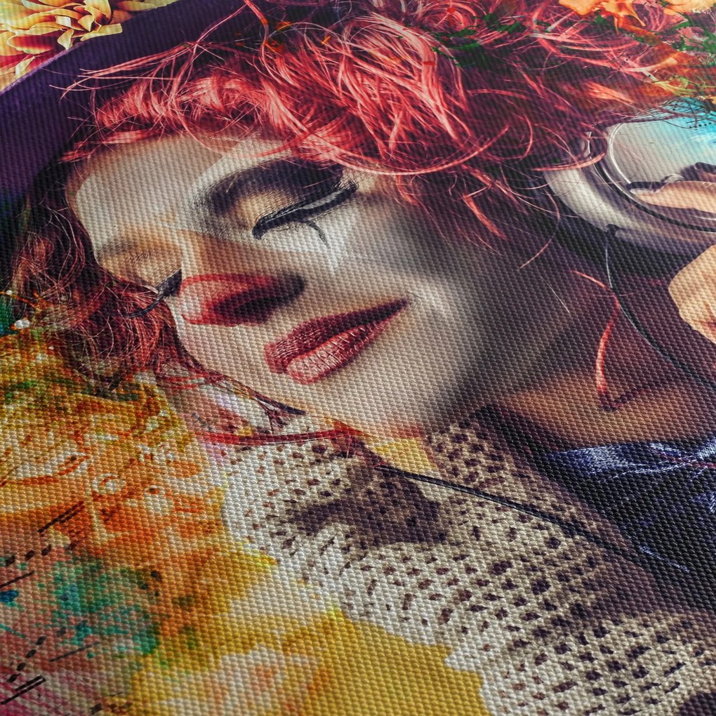 Kép - Női művész fejhallgatóval (90x60 cm)