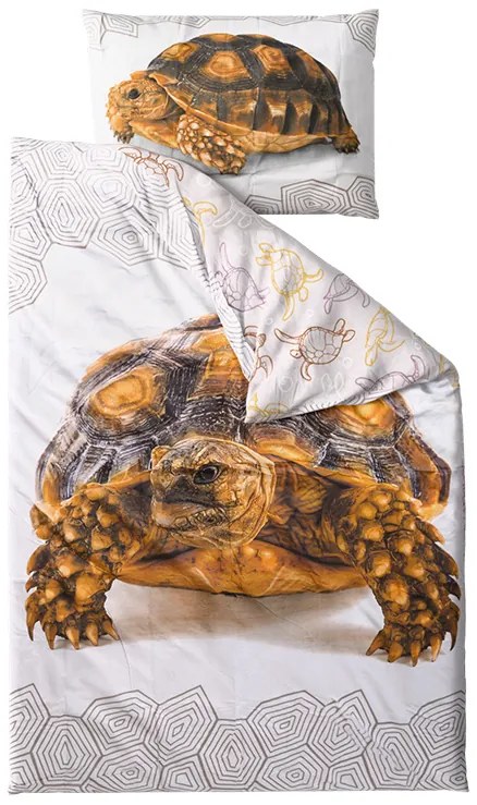 3D pamut ágynemű TURTLE fehér Ágyneműhuzat mérete: 70 x 90 cm | 140 x 200 cm