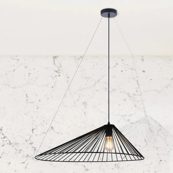 Csillár zsinóron AURORA 1xE27/20W/230V átm. 60 cm fekete