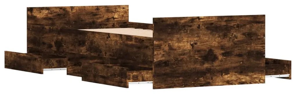 füstös tölgy színű ágykeret fej- és lábtámlával 100 x 200 cm