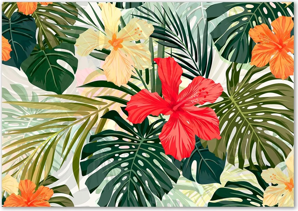 Üveg falpanel Hawaii virágok Ragasztó Ingyenes