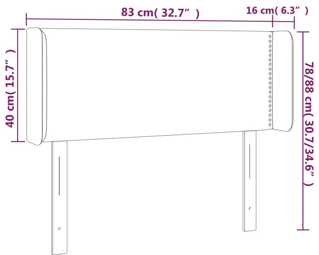 fekete műbőr LED-es fejtámla 83x16x78/88 cm