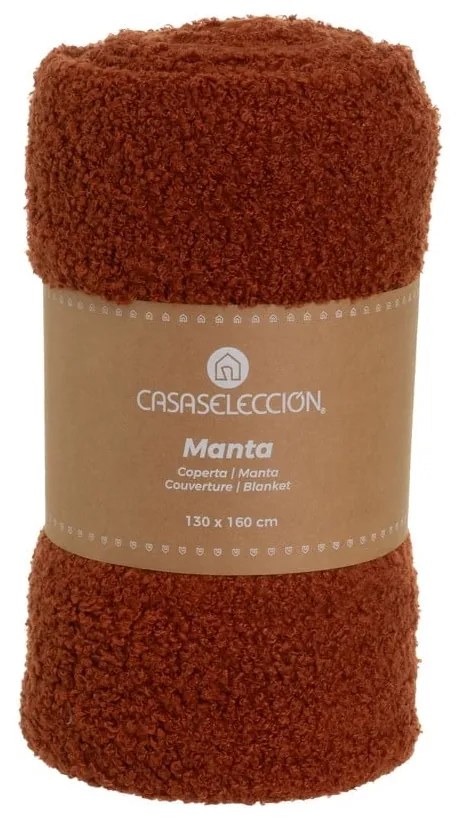 Téglavörös sherpa takaró 130x160 cm Sherpa Bouclé – Casa Selección