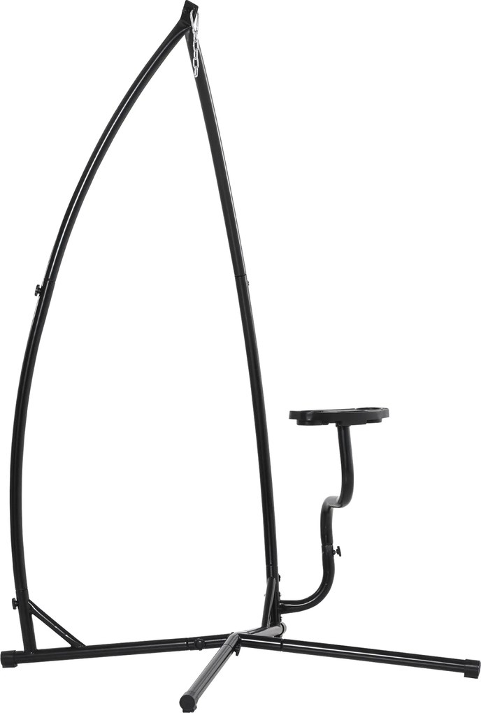 Outsunny Függő Szék Tartó 190 cm Lengő Katalógus Oldaltáblával, Max. 120 kg Fém Szerkezet Teraszra és Kertbe Fekete | Aosom