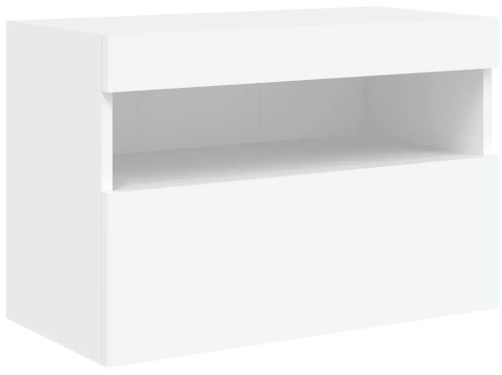 fehér falra szerelhető TV-szekrény LED-lámpákkal 60x30x40 cm