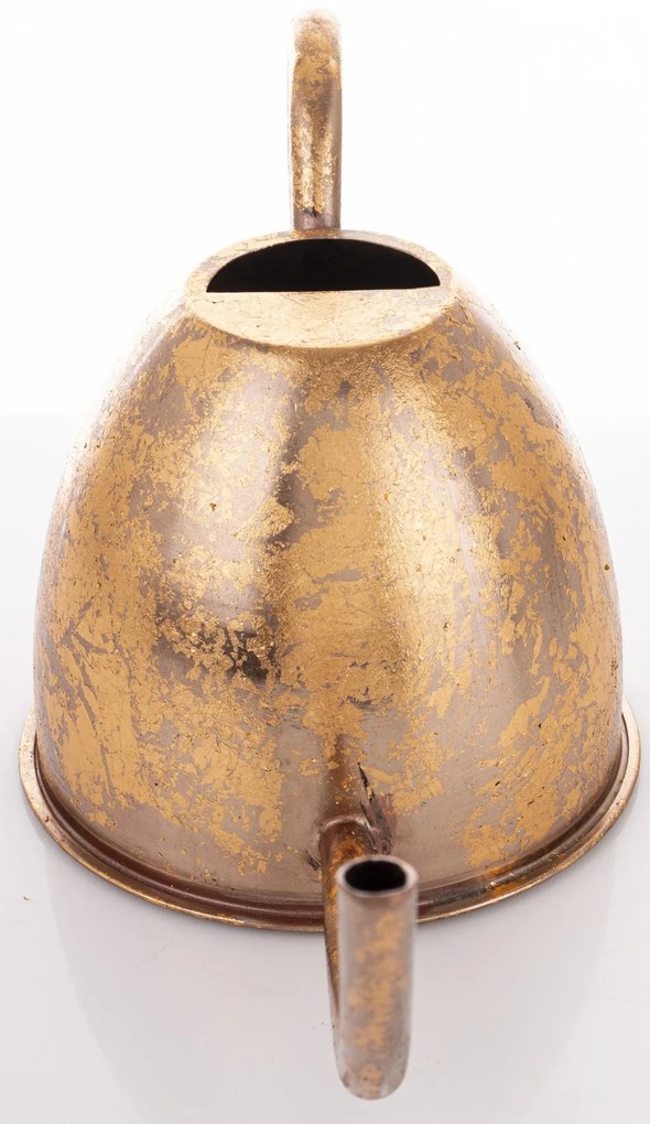 Modern óarany íves vintage koptatott fém kerti locsolókanna 22x39x15,5cm