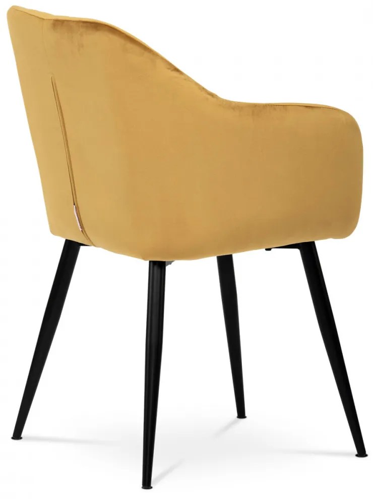 Fotoliu modern din catifea / Scaun de Culoare galbenă Picioare metalice Pika