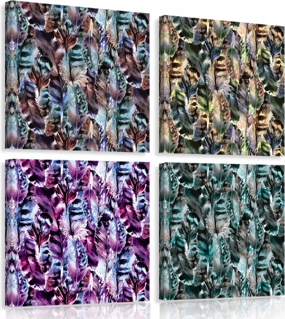 Vászonkép 50x50 Tollak moduláris triptichon keret nélkül textúra természet könnyedség