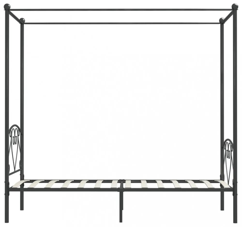 szürke fém baldachinos ágykeret 100 x 200 cm
