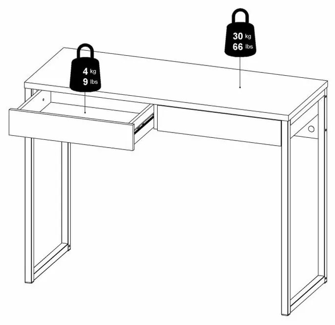 Felix White íróasztal, fehér fényes