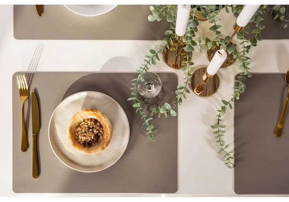 Titane szürkésbézs tányéralátét újrahasznosított bőrből, 33 x 45 cm - ZicZac