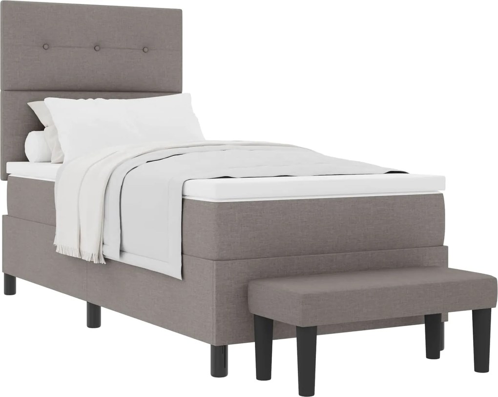 vidaXL Boxrugós ágy matracmal fejtámlával Tópszínű 80 x 200 cm szövet
