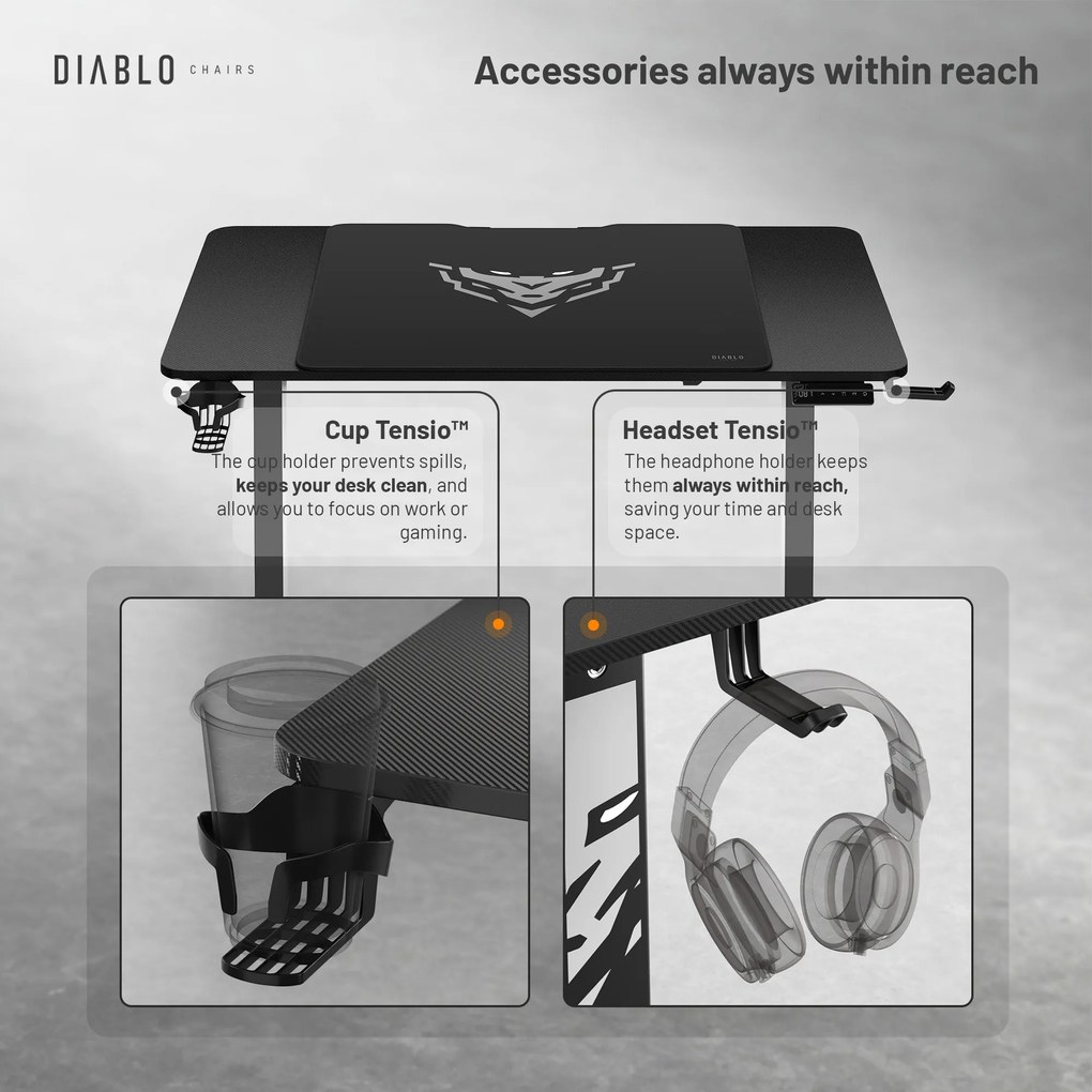 Diablo X-Tensio 1100 állítható magasságú íróasztal fekete