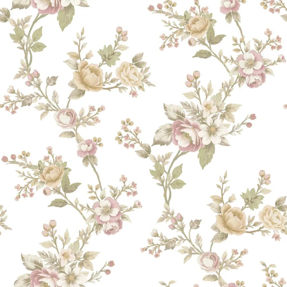 Parato Cristiana Masi Blooming Garden 11 Dafne bézs-fehér virágos vlies tapéta – 8325