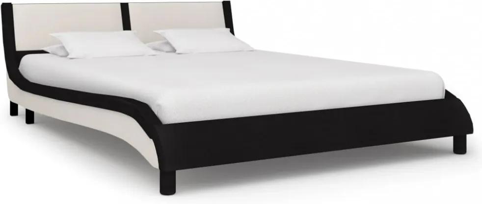 Fekete és fehér műbőr ágykeret 140 x 200 cm