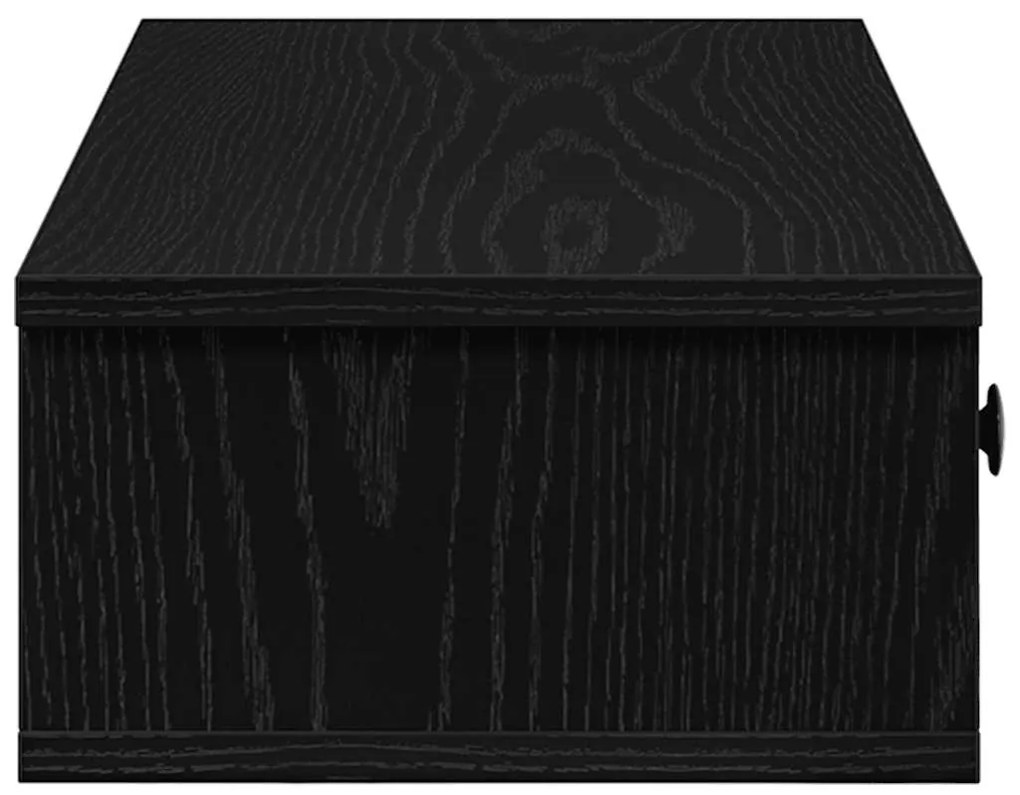 Falipolc fiókokkal fekete 60x28x15 cm műszaki fa