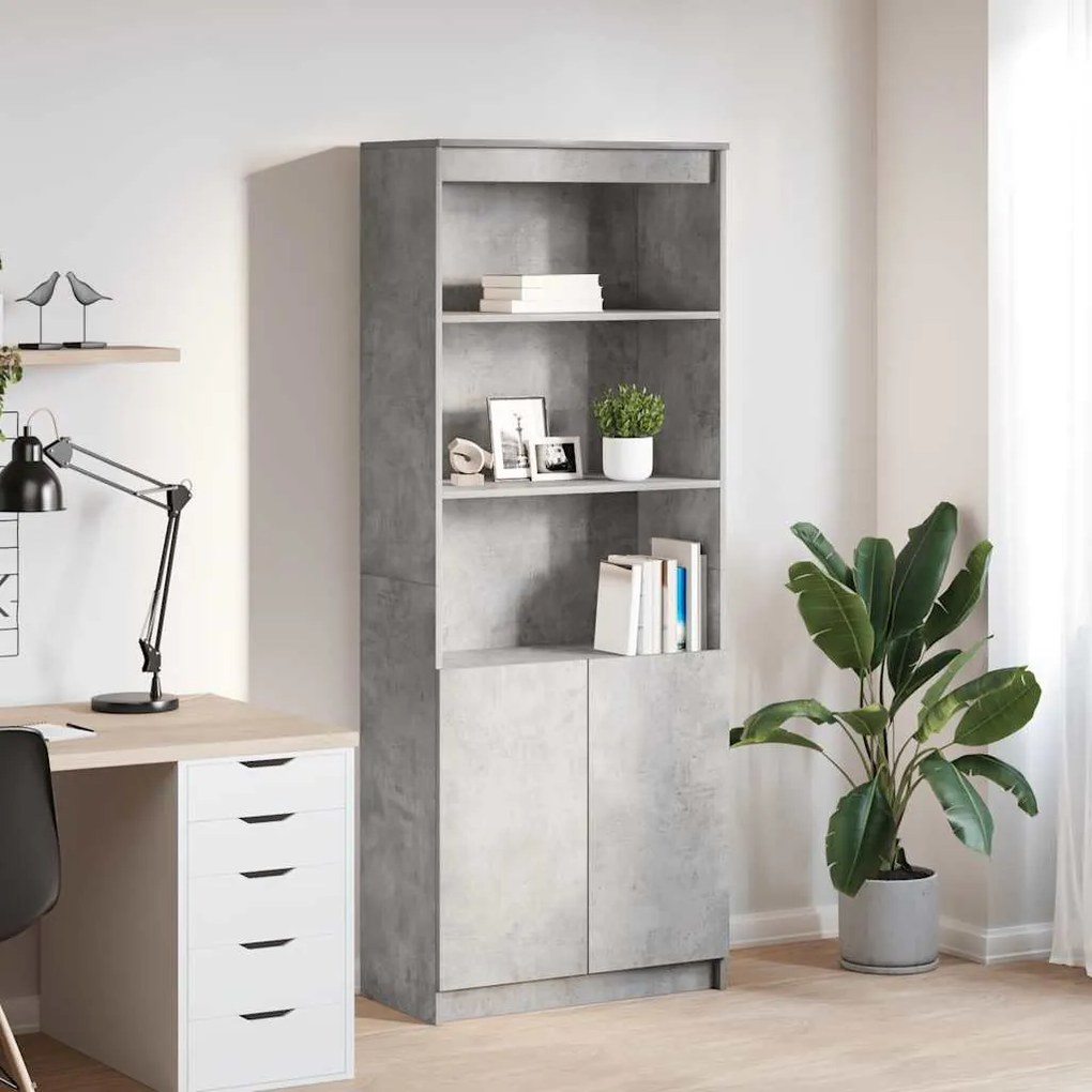betonszürke szerelt fa magasszekrény 70 x 35 x 180