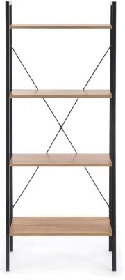 Könyvespolc NARVIK 148x60 cm fekete/tölgy sonoma