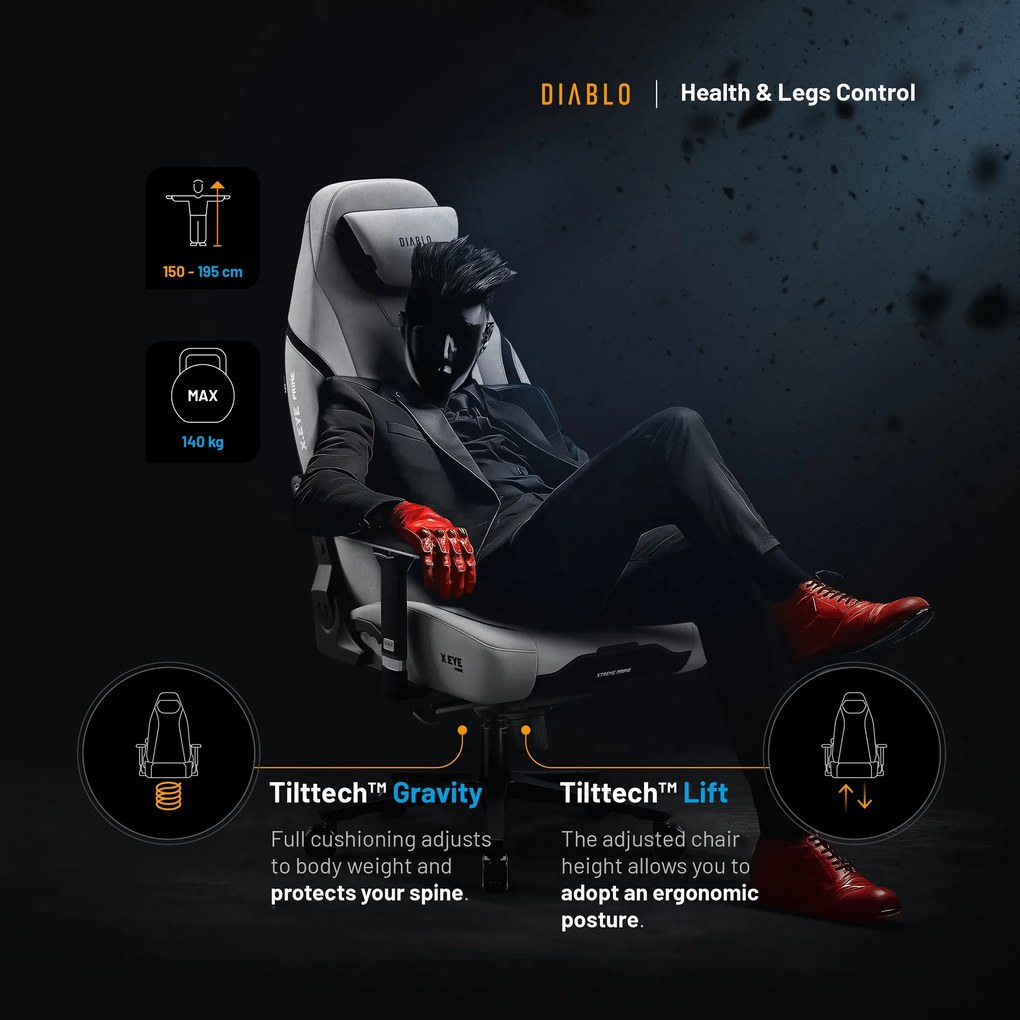 Gamer szék Normal Size szürke-fekete: Diablo X-Eye Prime Nightwolf Moon