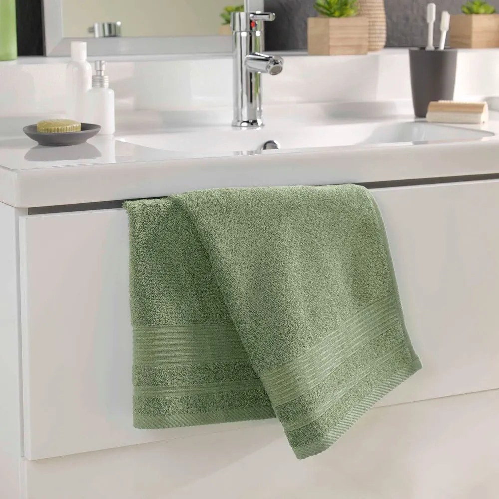 Khaki frottír pamut törölköző 50x90 cm Tendresse – douceur d'intérieur