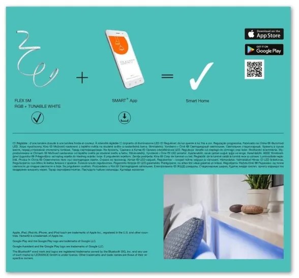 Ledvance SMART+ FLEX 5m RGB+TW LED szalag, állítható, 16W, 230V, BT