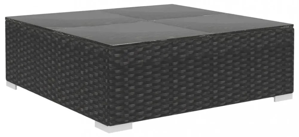 8 részes fekete polyrattan kertibútor-garnitúra párnákkal
