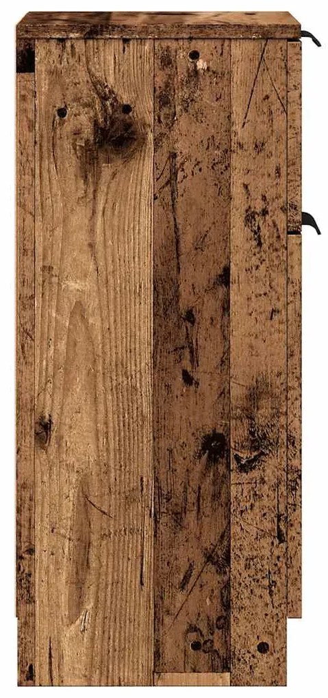 2 db antik fa színű szerelt fa tálalószekrény 30 x 30 x 70 cm