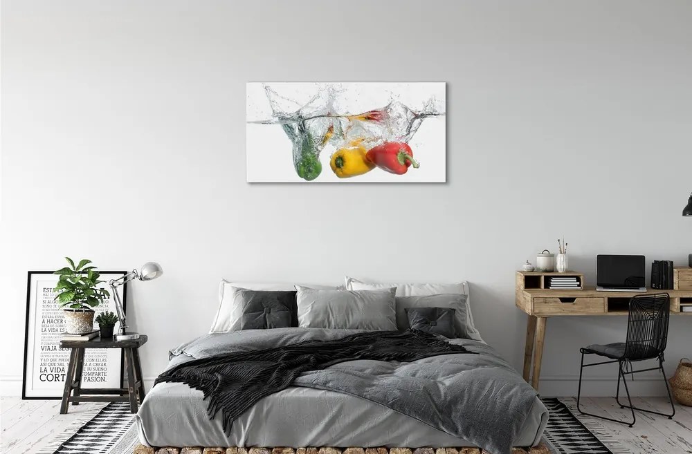 Üvegképek Színes paprika vízben 120x60cm