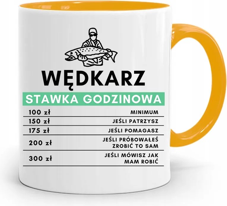 Sárga Horgász Bögre Horgász Óradíj Nyomtatott Fényképpel