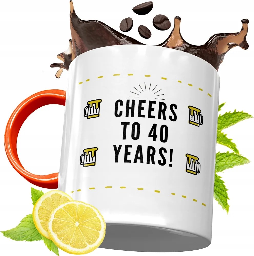 Narancssárga Szülinapi Bögre 40 40STE Ajándék fényképes nyomtatással