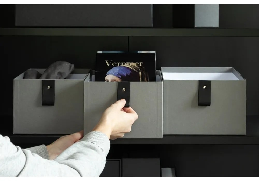 Szürke karton tárolódoboz szett 3 db-os 20,5x29,5x14,5 cm Aston Paper Laminate – Bigso