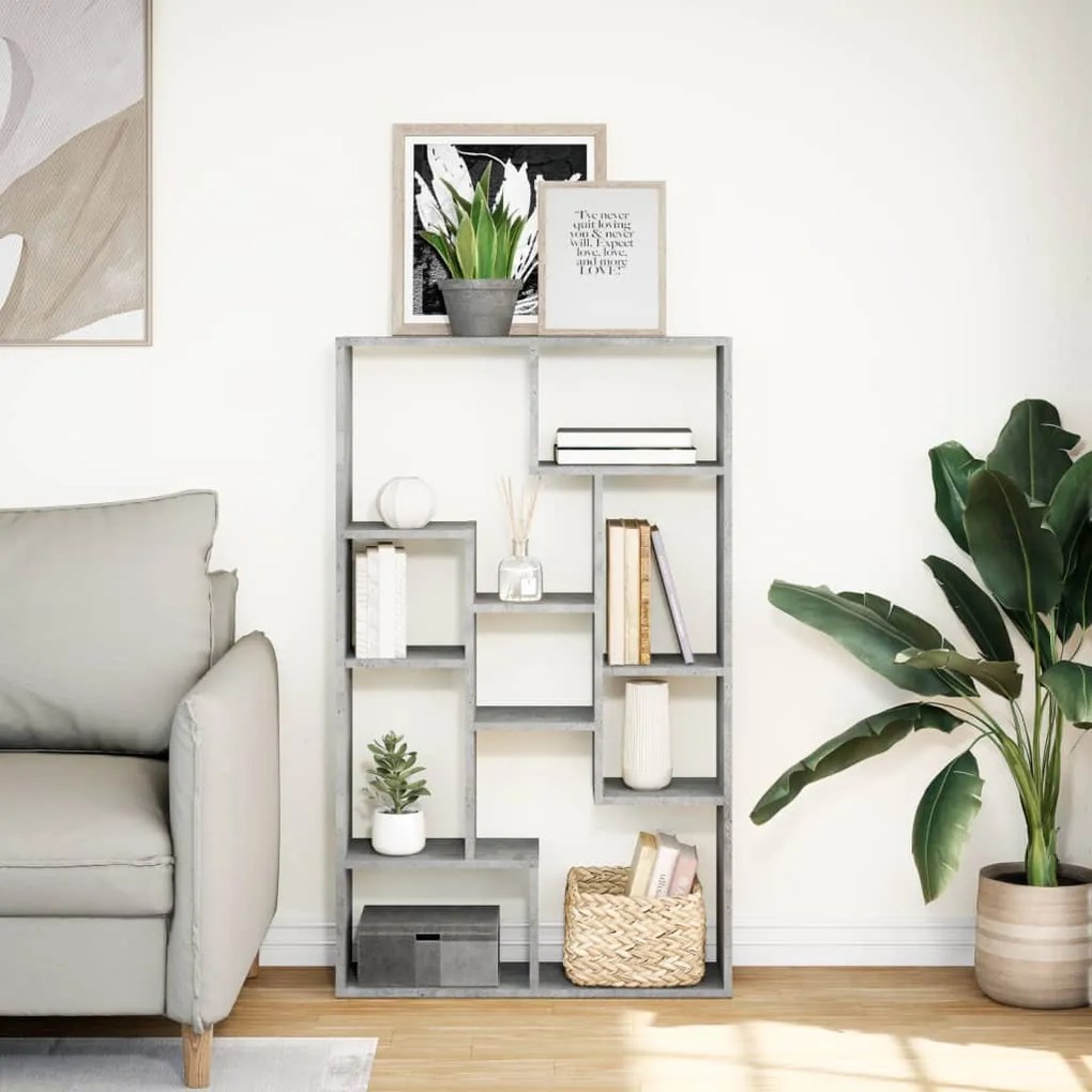betonszürke szerelt fa könyvespolc 72 x 20 x 120 cm