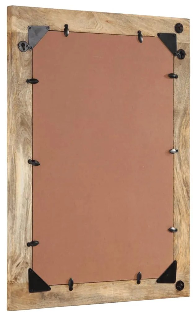 tömör mangófa és üveg fürdőszobatükör 50 x 70 x 2,5 cm